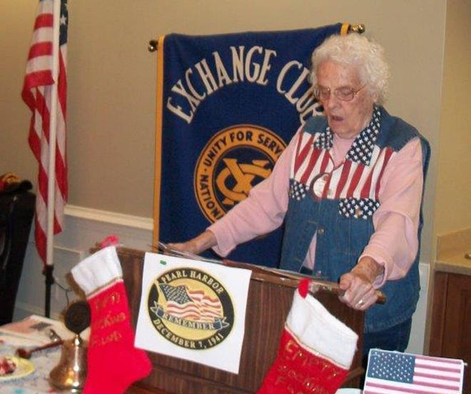 Ruth Lee talked about Pearl Harbor at a recent Effingham Exchange Club meeting. (Courtesy Yvette Carr)