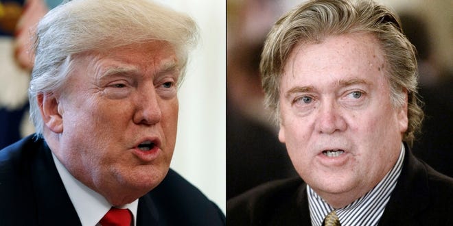 President Trump and his former campaign strategist Steve Bannon [AP file photos]