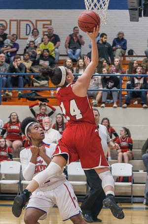 Central Davidson's Mikala Sink scores a lay-up against Lexington on Tuesday night. [Michael Coppley for The Dispatch]