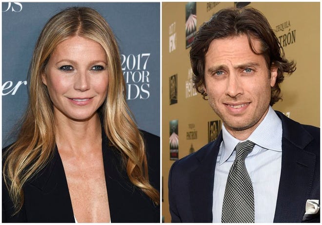 In this combination photo, Gwyneth Paltrow attends the WSJ. Magazine 2017 Innovator Awards in New York on Nov. 1, 2017, left, and executive producer/writer Brad Falchuk appears at the premiere of "American Horror Story: Hotel" in Los Angeles on Oct. 3, 2015. Paltrow, 45, announced her engagement to Falchuk on Instagram on Monday, Jan. 8, 2018. (Photos by Evan Agostini, left, and Chris Pizzello/Invision/AP)