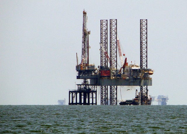 An oil rig in the Gulf of Mexico.