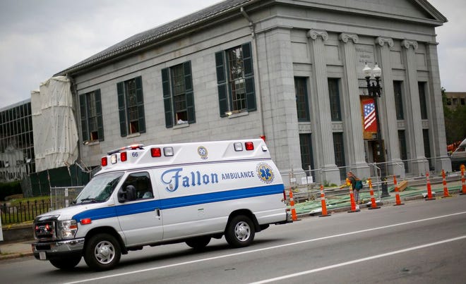 A Fallon ambulance drives through Quincy in 2015.