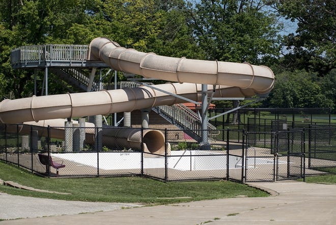 The water slide at Lake Storey sits closed on Friday, July 21, 2017, in this file photo. [MITCH PRENTICE/The Register-Mail]