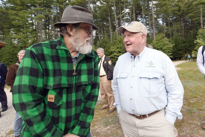 Carroll County Commissioner Mark Hounsell, who has declared he is running for Congress in New Hampshire's First District, is seen with U.S. Department of Argriculture Secretary George "Sonny" Perdue in September 2017 in New Hampshire. [Courtesy photo)
