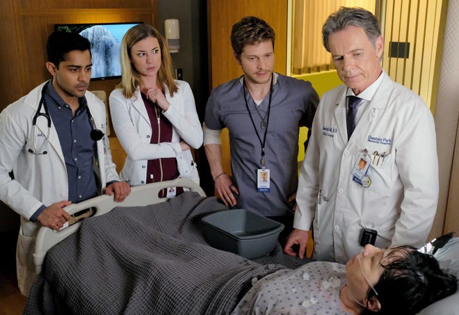 Manish Dayal, left, Emily VanCamp, Matt Czuchry and Bruce Greenwood star in "The Resident." [FOX]