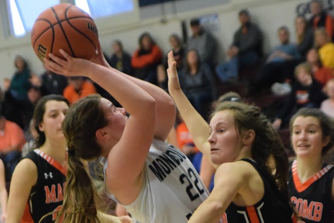 M-R senior Maddie Plate goes up for a shot on Saturday during a 100-89 overtime loss to Macomb.  BILL NICE/GATEHOUSE MEDIA ILLINOIS