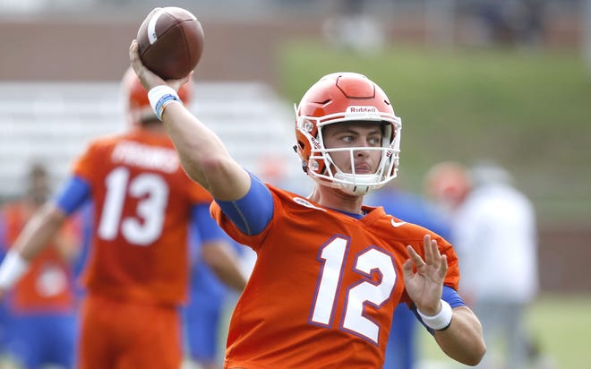 Florida quarterback Jake Allen throws during practice in August. Allen will compete for the starting role this upcoming season. [Brad McClenny/Staff photographer/File]