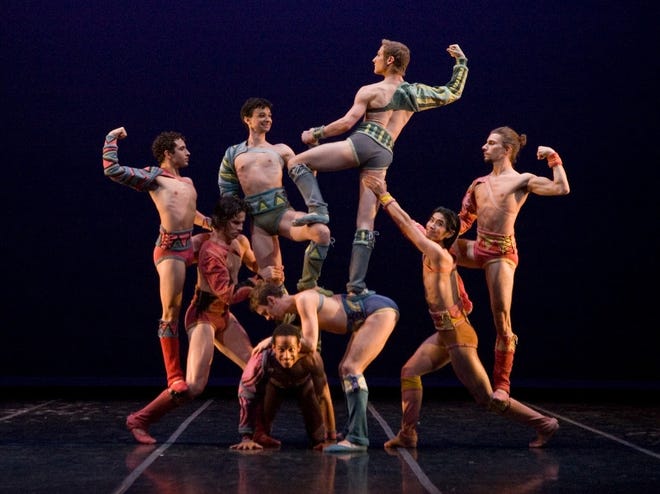 The Sarasota Ballet will feature alternating all-male and all-female casts for Robert North’s “Troy Game.” This photo of is from the company’s 2008 production. [Sarasota Ballet photo / Frank Atura]
