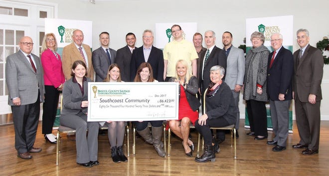 Bristol County Savings Bank, through its charitable foundation, awarded a total of $86,423 in the form of numerous gants to 13 non-profits in Southcoast Massachusetts. [Contributed photo]