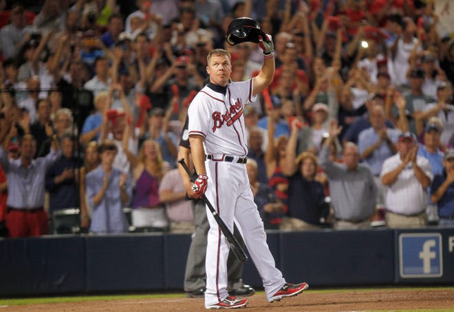 Chipper Jones will likely follow another central Floridian, Tim Raines, into the Baseball Hall of Fame this year. [AP FILE]