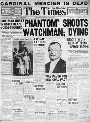 The front page of the Erie Daily Times from Jan. 23, 1926. [ERIE TIMES-NEWS]