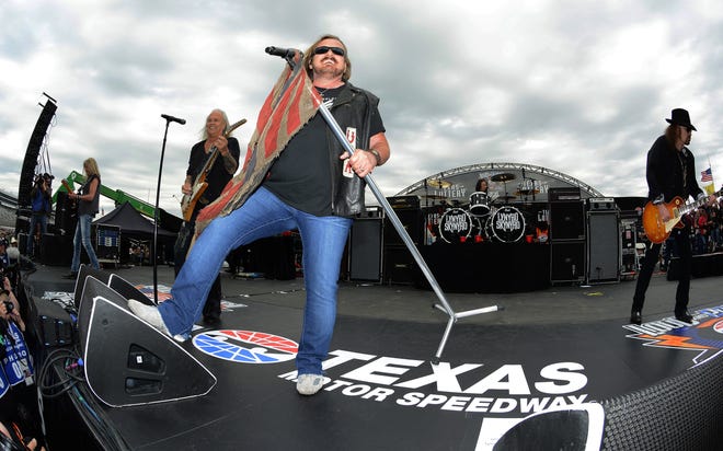 In this April 9, 2016, file photo, Johnny Van Zant fronts the band Lynyrd Skynyrd during a convert before the NASCAR Sprint Cup Series auto race at Texas Motor Speedway in Fort Worth, Texas. [AP Photo/Larry Papke, File]