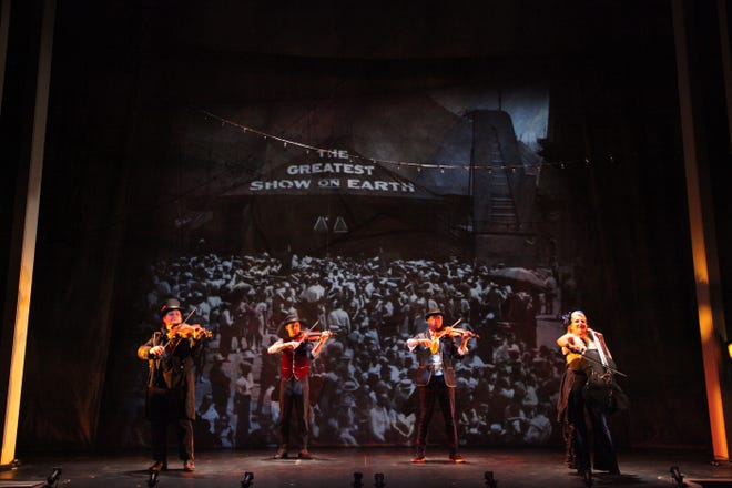 Images from the circus provide a background and musical inspiration for the string quartet ETHEL in the world premiere of "Circus: Wandering City" at The Ringling. [FRANK ATURA PHOTO]