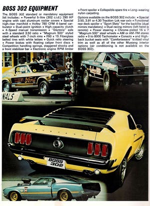 This advertisement for the 1969 Mustang Boss 302 is the only car that had official Ford “numbers matching” identification. Thanks to collector Ralph Mahtar from Richmond, Virginia, readers will find out that no other Ford collectable cars had numbers matching identities. [Ford motor Company]