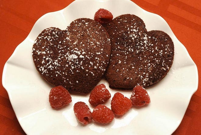 Heart-shaped cocoa pancakes. [Courtesy photo]