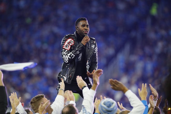 Jason Derulo performs during halftime at an NFL football game between the Detroit Lions and Minnesota Vikings in Detroit. [AP file / 2017]