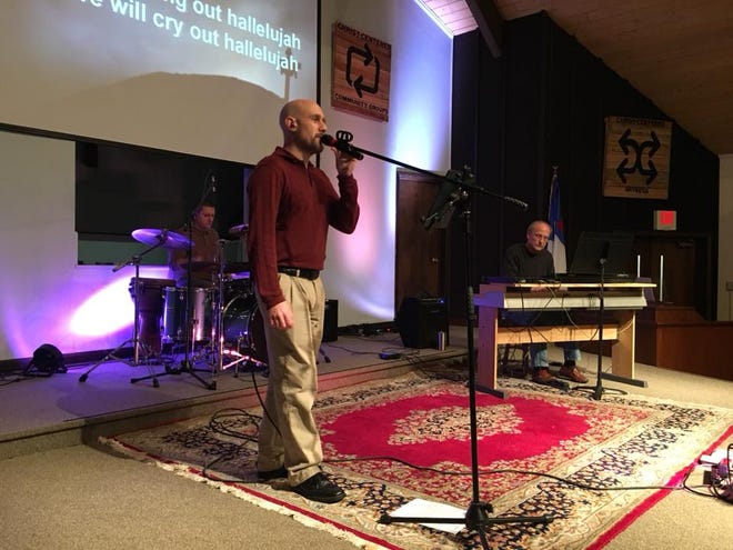 Damien Wagaman leads worship on Sunday morning at Grace Brethren Church in Waynesboro. SUBMITTED PHOTO