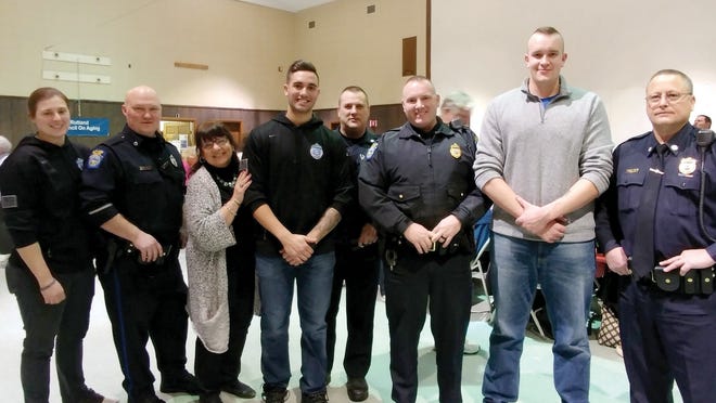 Members of the Rutland police department recently hosted a home-cooked spaghetti luncheon for seniors at the Community Center on Glenwood Road. PATRICIA ROY PHOTO