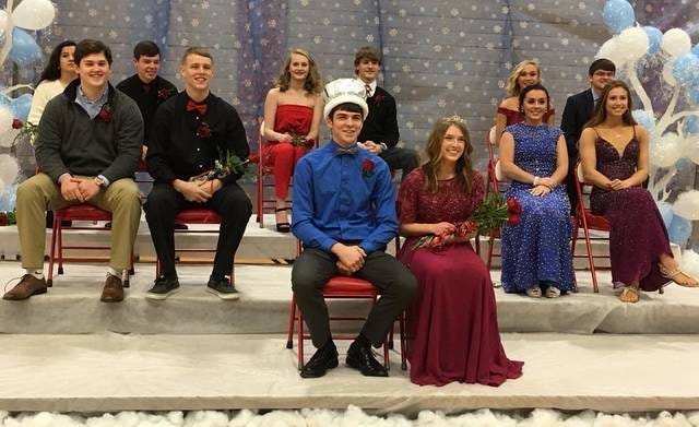 Front row from left: Winter Formal King Jimmy Boustead and Queen Molly Osweiler were crowned on Feb. 2 at the high school.