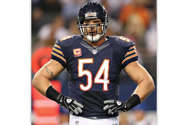 HONORED - Brian Urlacher will be inducted into the NFL Hall of Fame.