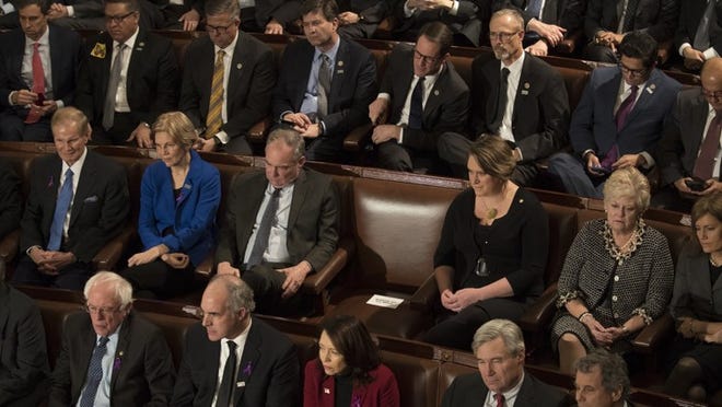 Senate Democrats sat stone-faced during President Donald Trump’s State of the Union address on Tuesday. (Tom Brenner/The New York Times)