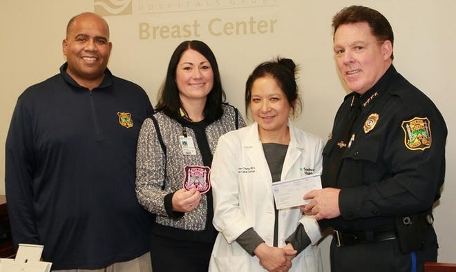 The check was presented to Dr. Maureen Chung and Bridget Flynn, director of major giving and capital campaigns, during a tour of the Southcoast Health Breast Center. [SUBMITTED]