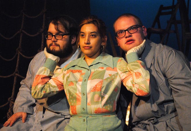 Matt Bowers, from left, Kari Cabajal and Logan Parks are among the cast members in the latest Theatre@UAFS production, "Under Milk Wood." The poetic comedy was created by Dylan Thomas and will be performed at 7:30 p.m. Feb. 15-17 and Feb. 19-20 at UAFS's Breedlove Auditorium, 5210 Grand Ave. The production is part of the UAFS Season of Entertainment 37 schedule and is directed by UAFS alumna Michelle Greensmith. [PHOTO COURTESY UAFS]