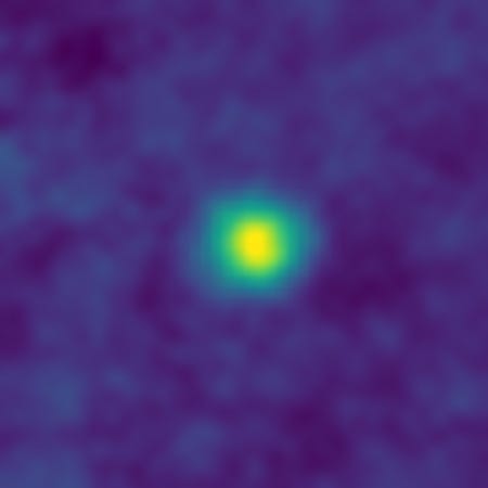 This December 2017 false-color image made available shows Kuiper Belt object 2012 HZ84. This image is, for now, one of the farthest pictures from Earth ever captured by a spacecraft. [NASA/Johns Hopkins University Applied Physics Laboratory/Southwest Research Institute via AP]
