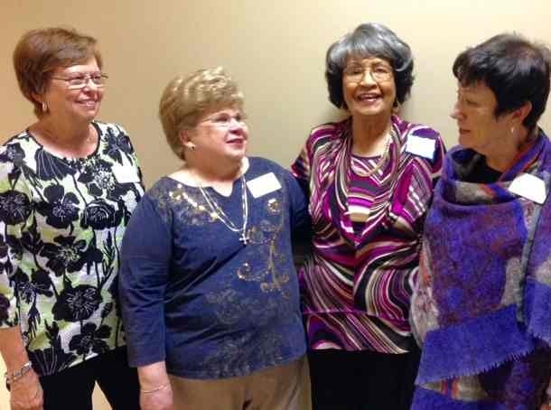 Frances Ferguson, Carol Trow, Juanita Cunningham and Janet Behnke, from left, all of Ocala, and all founding members of Altrusa International of Ocala, were on hand Friday for an event in honor of the chapter's 40th anniversary. [Kathy Ryan Cole/Correspondent]