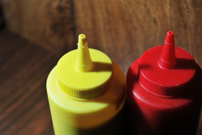 Mustard contains less sugar than ketchup but has more nutrients. Mustard contains Vitamin E, which is good for skin and hair, and magnesium, which helps lower blood pressure. [Thinkstock.com]