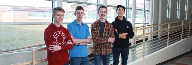 Four Auburn High School students recently earned a perfect score of 36 on the ACT. Pictured, from left, are Ethan Strombeck, Logan Power, Will Snedegar and Lucas Turner. [PHOTO PROVIDED]