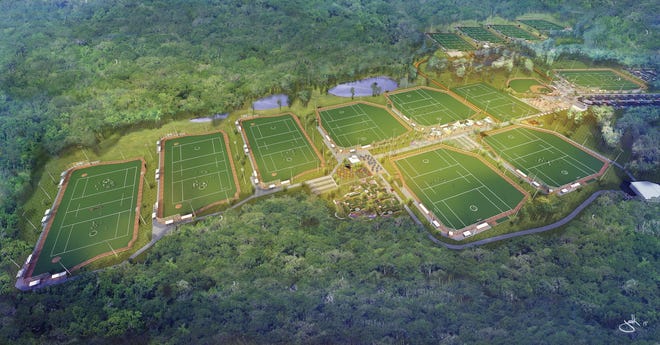 A rendering from January 2016 shows fields at the planned sports park in Panama City Beach. Tourism officials will send their final contruction plans to the Bay County Commission for approval during a March meeting. [NEWS HERALD FILE PHOTO]