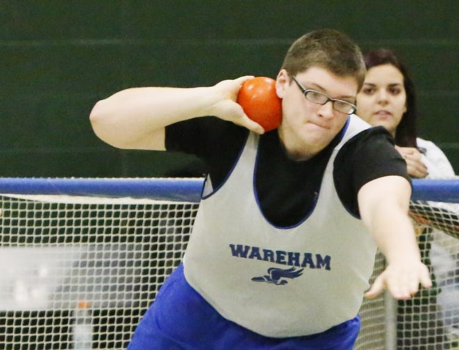 Wareham's Bradley Harunkiewicz is seeded third in the shot put entering Thursday's Div. 5 championship. [MIKE VALERI/THE STANDARD-TIMES/SCMG]