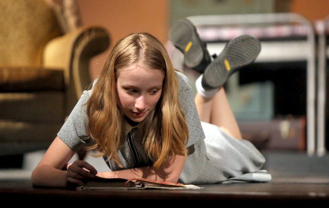It's opening weekend for "The Diary of Anne Frank," presented by Greater Shelby Community Theatre. Here, Ryann Clark rehearses her role as Anne Frank. [Brittany Randolph/The Shelby Star]