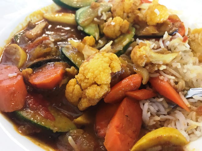 The vegetable curry at Blue Jasper Restaurant and Catering. [Herald-Tribune staff photo / Jimmy Geurts]