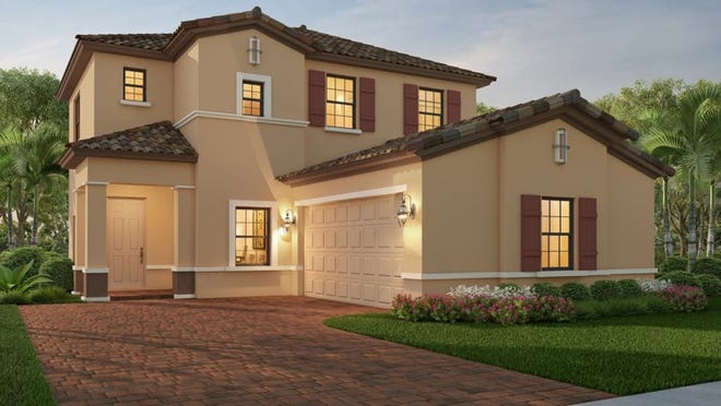 This rendering shows The Palermo, one of the home models offered by Lennar in the BellaSera community in Royal Palm Beach. (Provided)