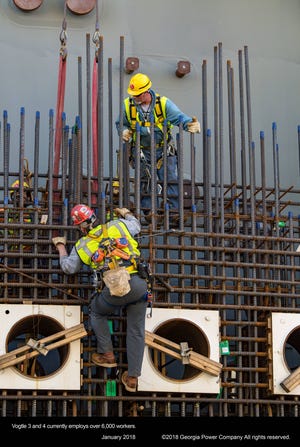 Construction workers at Plant Vogtle in January. Photo courtesy Georgia Power