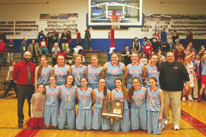 The Lewistown Lady Indians were all smiles after defeating Princeville 45-42 to win the Bushnell-PC Sectional Thursday night. Now 29-4, coach Greg Bennett’s team plays Lebanon at 7 p.m. on Monday in the Mt. Sterling (Brown County) SuperSectional with the winner advancing to the state tournament.