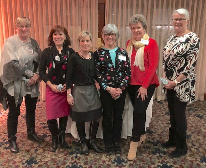 The Sandwich Women's Club held its annual awards banquet and installation ceremony Jan. 29. Pictured, left to right, are Linda Skinner-King Lorusso, Carol Sturnick Burns, Danielle Moore, Karen Lynch Hofmann, Mary Jo French and Lois Wack. [Photo provided by the Sandwich Women's Club]