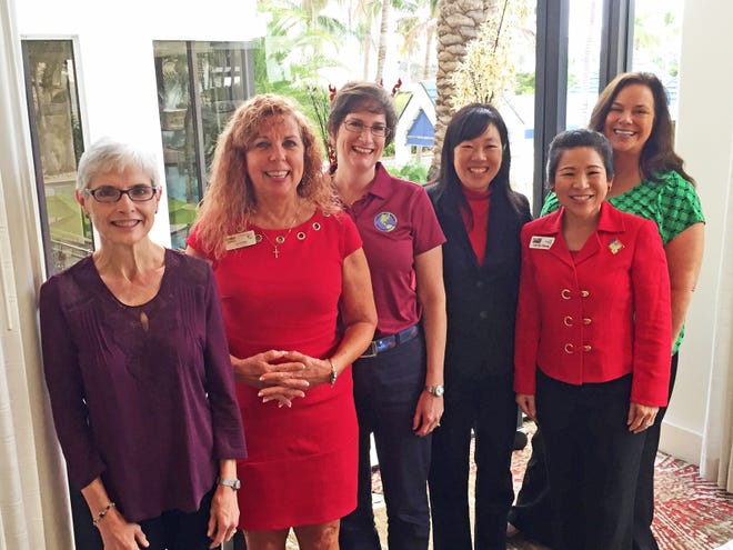 From left, Sandra Stone, USF Sarasota-Manatee, Laurie Pike of MPH Hotels (Florida division), Cynthia Holliday of Children's World Uniform Supply; Lisl Liang of SRQ Media Group, Lee-En Chung of Ivy Ventures, and Joy Randel of Applied G2 and Invision Communications. [COURTESY PHOTO]