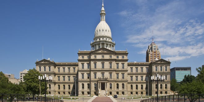 Exterior of Michigan State Capitol Building (west side).