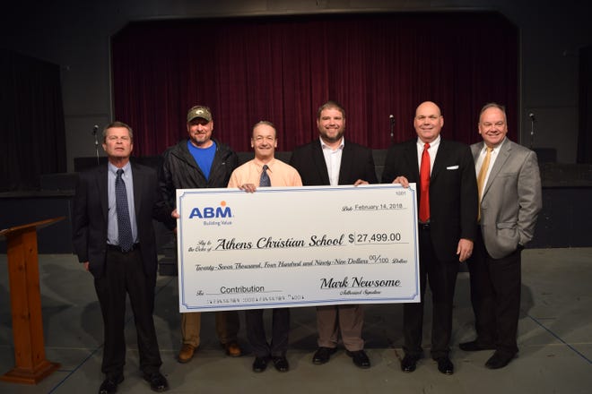 ABM, a national company dedicated to extending the life of building assets, recently donated more than $27,000 to the Athens Christian School. (Contributed)