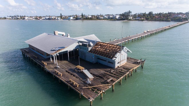Damage to the historic Anna Maria City Pier the day after hurricane Irma's aftermath Tuesday afternoon, Sept. 12, 2017. [Photo provided by / Ryan Litschauer]