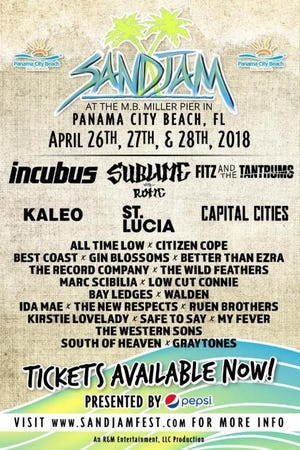 The full SandJam lineup has been announced. [CONTRIBUTED PHOTO]