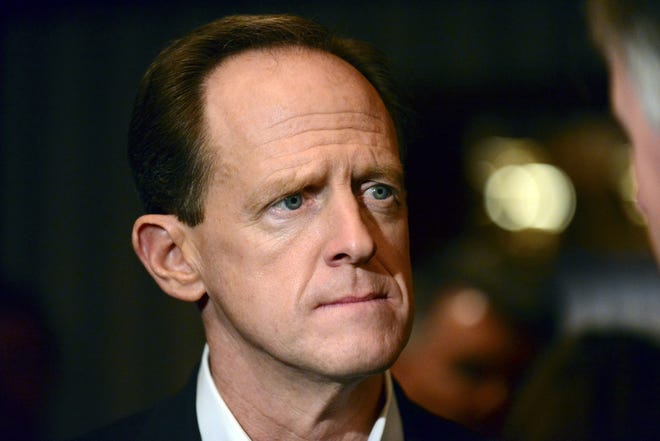 "If you have been deemed too dangerous to board an airplane, you should not be able to purchase firearms," U.S. Sen. Pat Toomey said Tuesday. [BCT file]