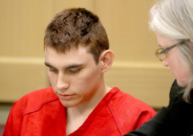 FILE - In this Feb. 19, 2018 file photo, Nikolas Cruz, accused of murdering 17 people in the Florida high school shooting, appears in court for a status hearing in Fort Lauderdale, Fla. Cruz reportedly had a history of shooting small animals. While some animal welfare advocates question the usefulness of animal abuser registries, laws creating them have been passed in a growing number of municipalities in recent years with proponents citing studies linking animal cruelty to crimes ranging from domestic violence to mass shootings. (Mike Stocker/South Florida Sun-Sentinel via AP, Pool, File)