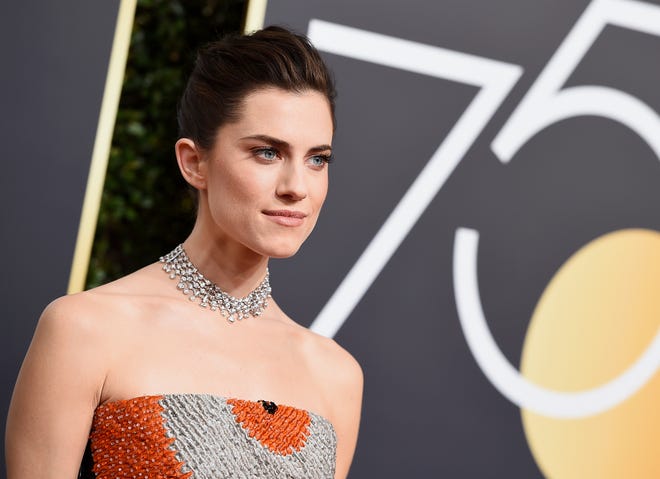 Actress Allison Williams wears 43-carat bib Forevermark diamond necklace at the 75th annual Golden Globe Awards in Beverly Hills, Calif. [AP ARCHIVE]