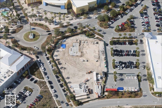 The land that will house the Panama City Beach SkyWheel is near Pier Park’s Grand Theatre, pictured at top center. [RON JARMON/CONTRIBUTED PHOTO]