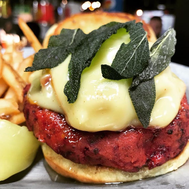 The Beet Box burger at the Hop + grind in Durham. [Courtesy photo]