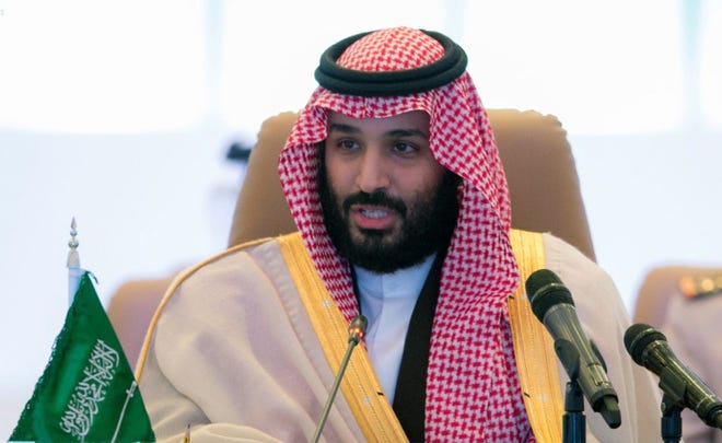 In this Nov. 26 file photo released by the state-run Saudi Press Agency, Saudi Crown Prince Mohammed bin Salman speaks at a meeting of the Islamic Military Counterterrorism Alliance in Riyadh, Saudi Arabia. [THE ASSOCIATED PRESS]
